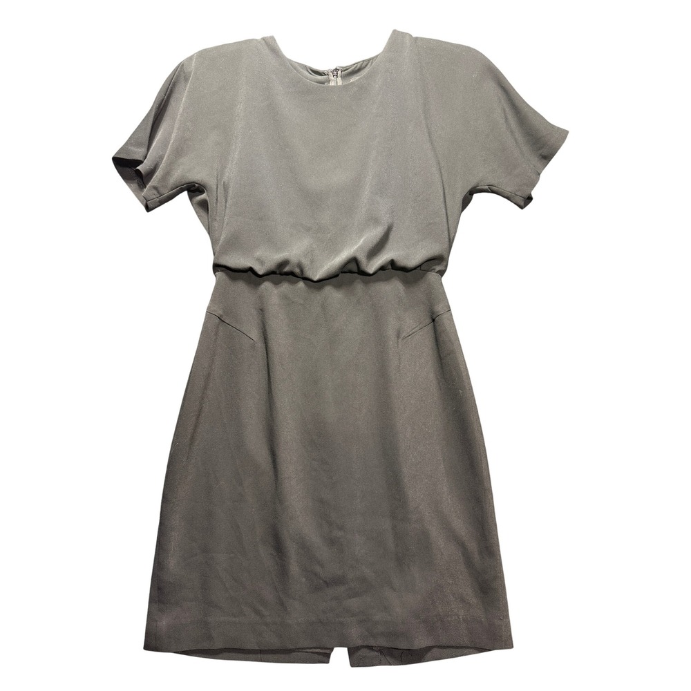 Banana Republic Sheath Dress Women 4 Black Short Sleeve Draped 480440-01